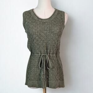 Geoffrey Beene Sport Sage Green Knit Tank Top Drawstring Waist Size L